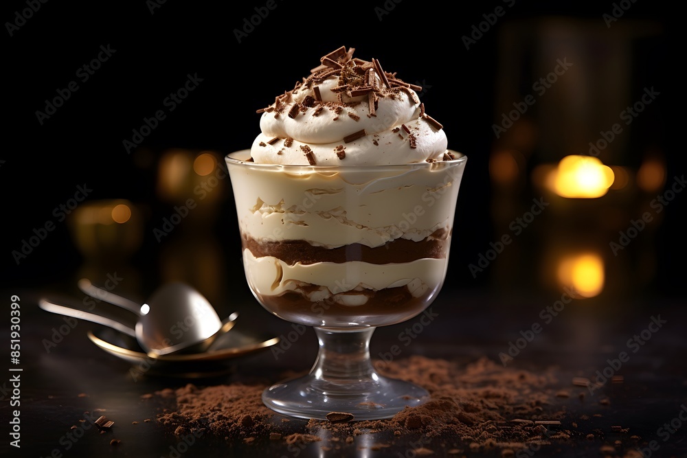 Decadent Chocolate and Vanilla Parfait with Whipped Cream and Chocolate Shavings. Decadent Chocolate and Vanilla Parfait with Whipped Cream and Chocolate Shavings.