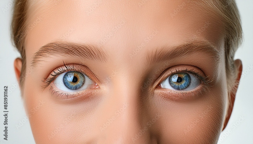 Naklejka premium A close-up shot of a person's eyes, one blue and one brown, showcasing heterochromia, with a