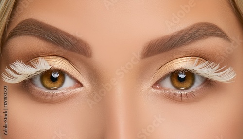 A pair of almond-shaped hazel eyes with a hint of gold flecks, framed by perfectly arched br