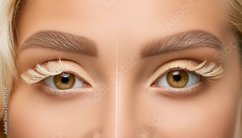 A pair of almond-shaped hazel eyes with a hint of gold flecks, framed by perfectly arched br