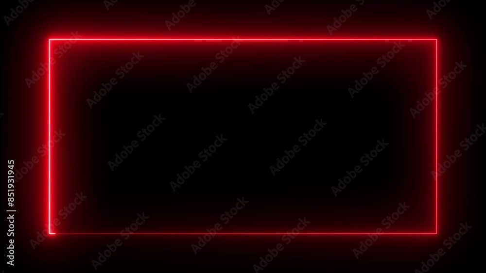 Abstract glowing neon rectangle border frame in the shape rectangle glowing and futuristic energy line animation.Glowing neon rectangle frame line .