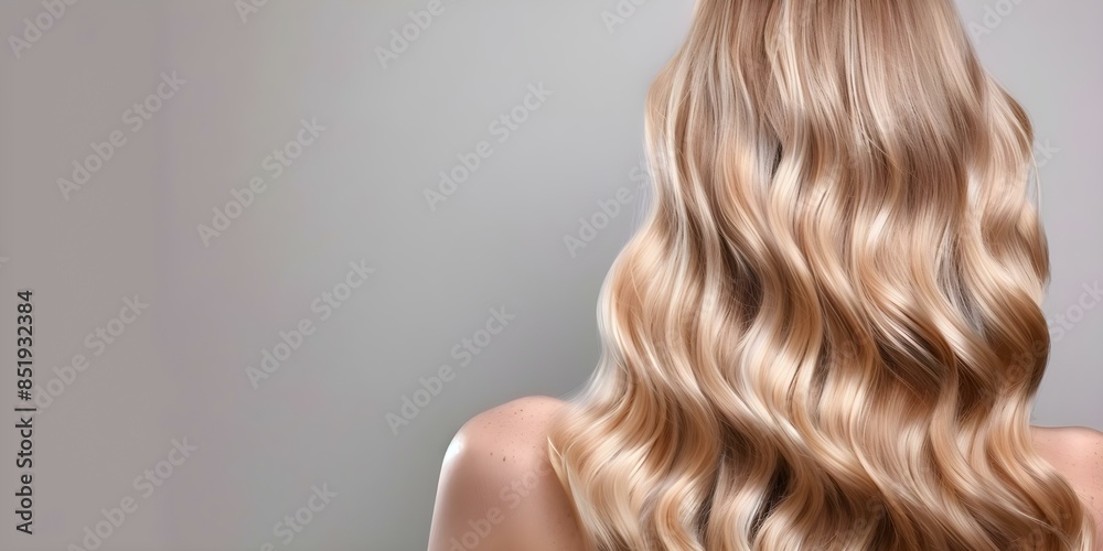 Elegant Blonde Woman with Long Wavy Hair on Grey Background. Concept Fashion Photography, Elegant Portraits, Long Wavy Hair, Blonde Woman, Grey Background Elegant Blonde Woman with Long Wavy Hair on Grey Background. Concept Fashion Photography, Elegant Portraits, Long Wavy Hair, Blonde Woman, Grey Background