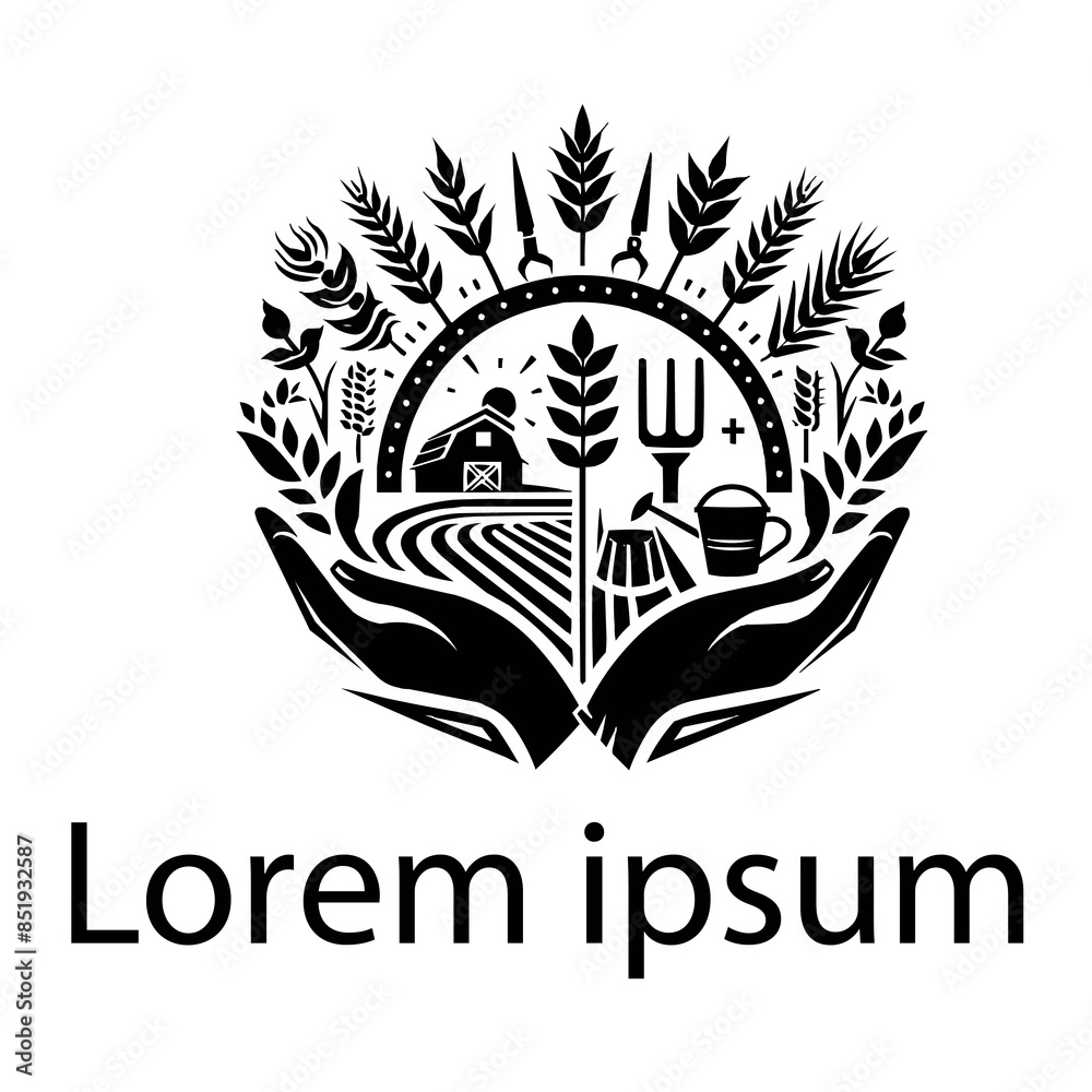 A black agriculture logo on white simple background A black agriculture logo on white simple background