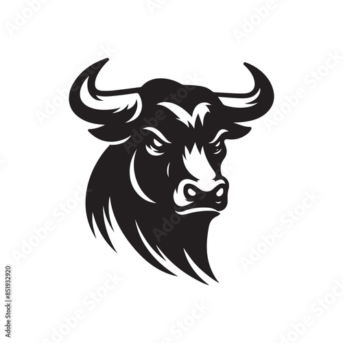Bull images set. Bull logo designs set, Stylized silhouettes of standing in different poses and butting up bulls. Isolated on white background. Vector illustration for any kind of graphic design.