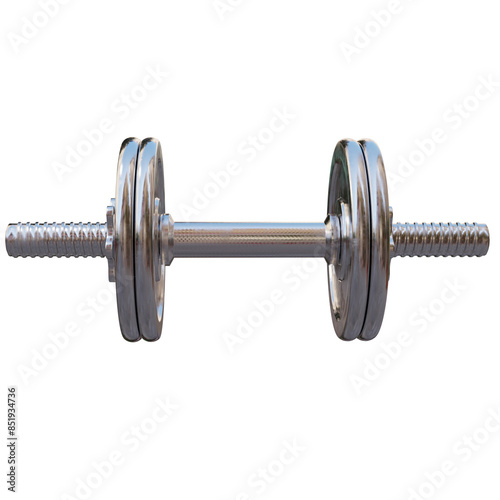 3d render metal dumbell with transparent background