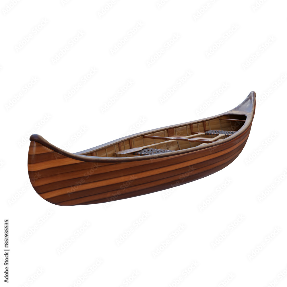 3d render wooden rowing boat with transparent background 3d render wooden rowing boat with transparent background