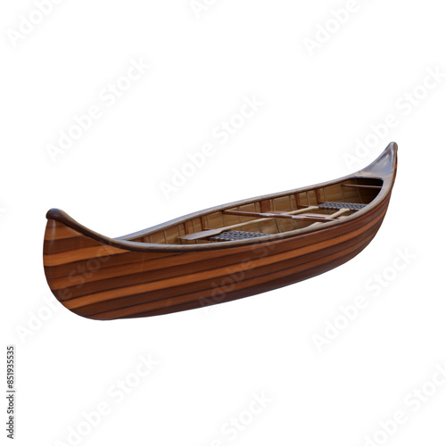 3d render wooden rowing boat with transparent background © Ricardo