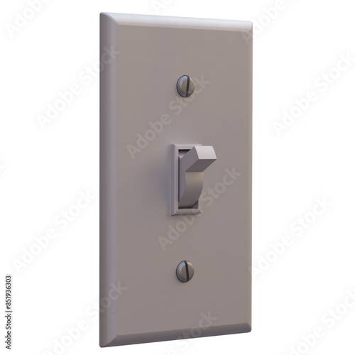 3d render single switch light with transparent background