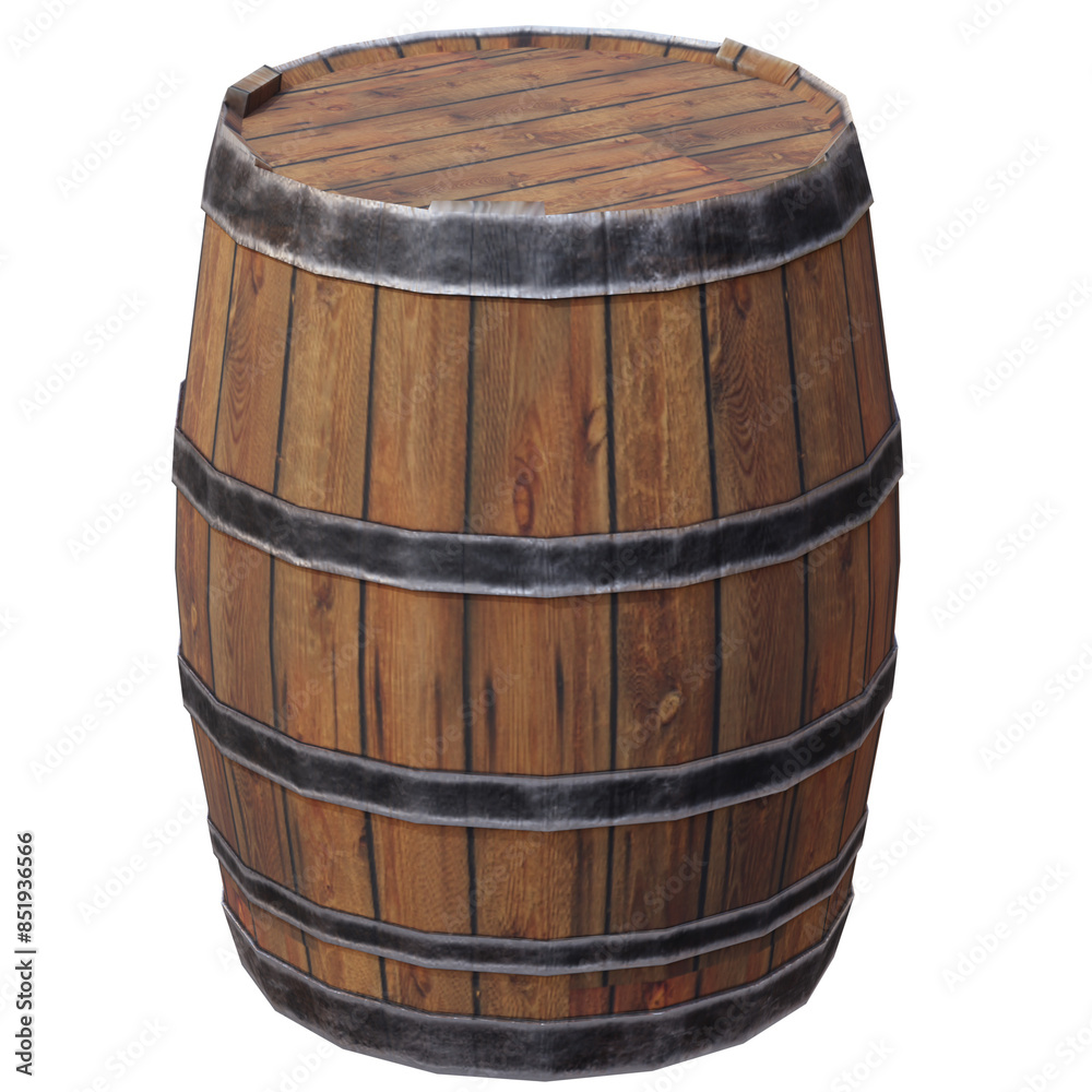 Fototapeta premium 3d render wooden barrel with transparent background