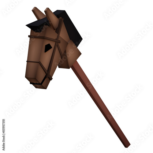 3d render stick horse low poly with background transparent photo