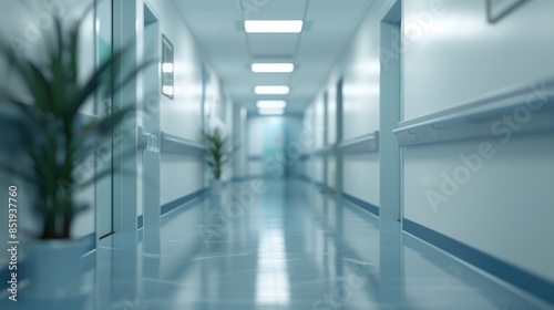 Blurry background of a clinic hospital corridor