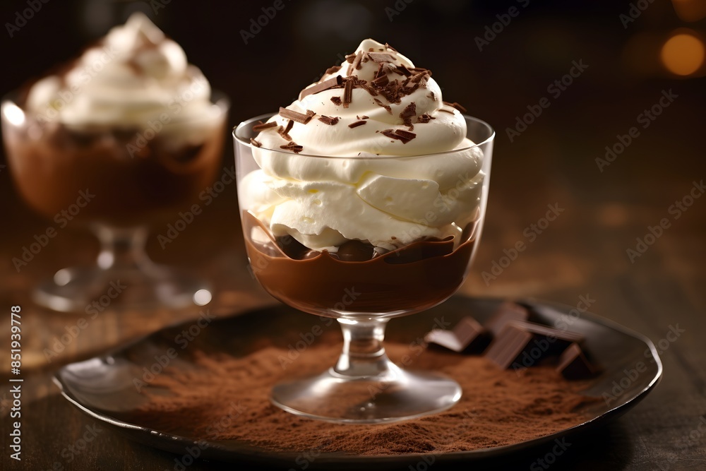 Decadent Chocolate and Vanilla Parfait with Whipped Cream and Chocolate Shavings. Decadent Chocolate and Vanilla Parfait with Whipped Cream and Chocolate Shavings.