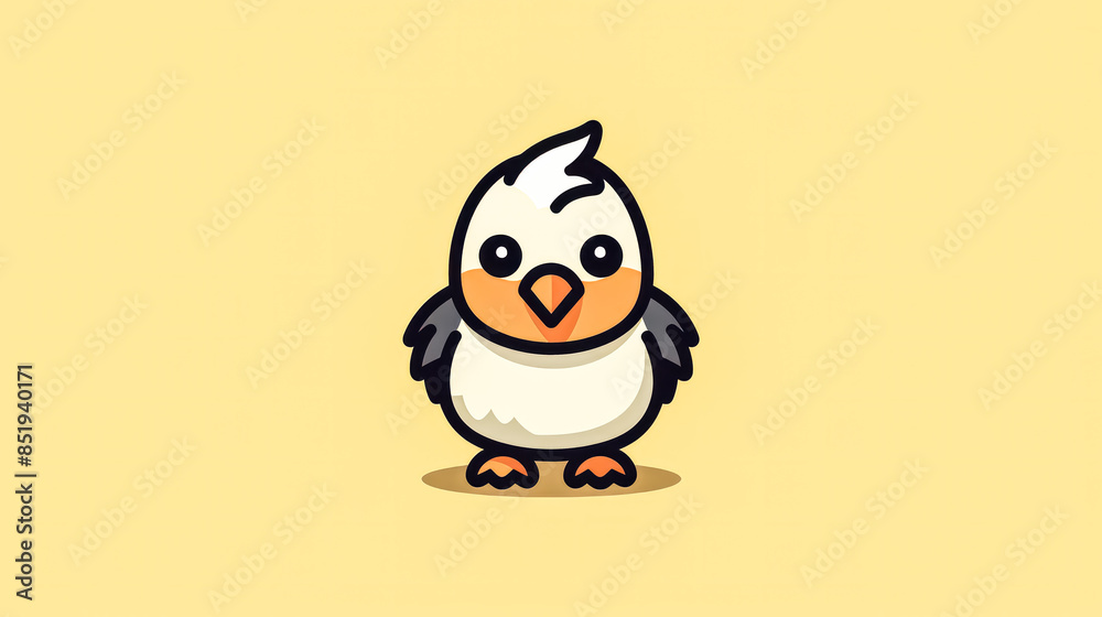 A cartoon chicken with a white head and yellow body. A cartoon chicken with a white head and yellow body.