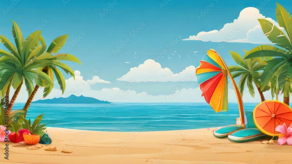 Obraz premium happy summer beach vector background 