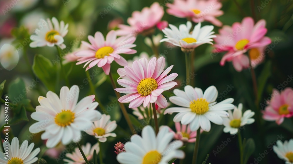 Flowers of pink and white found in the natural environment