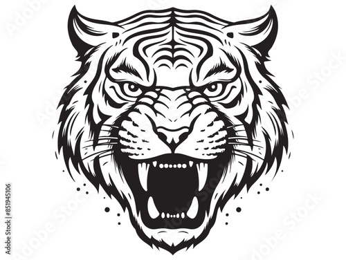 Roaring tiger logo design vector illustration
