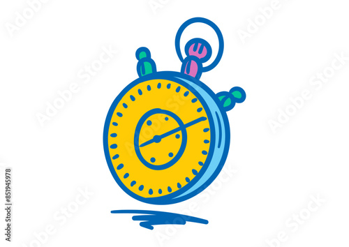 hand drawn colorful speedometer. doodle stopwatch symbol