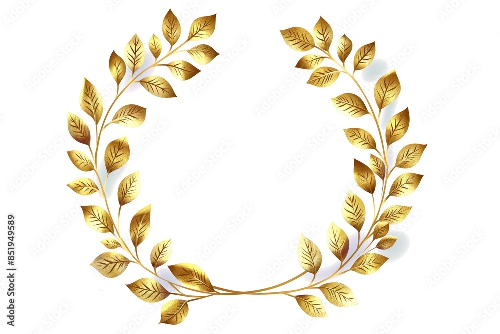Round golden wreath isolated on white background AI generative image Round golden wreath isolated on white background AI generative image