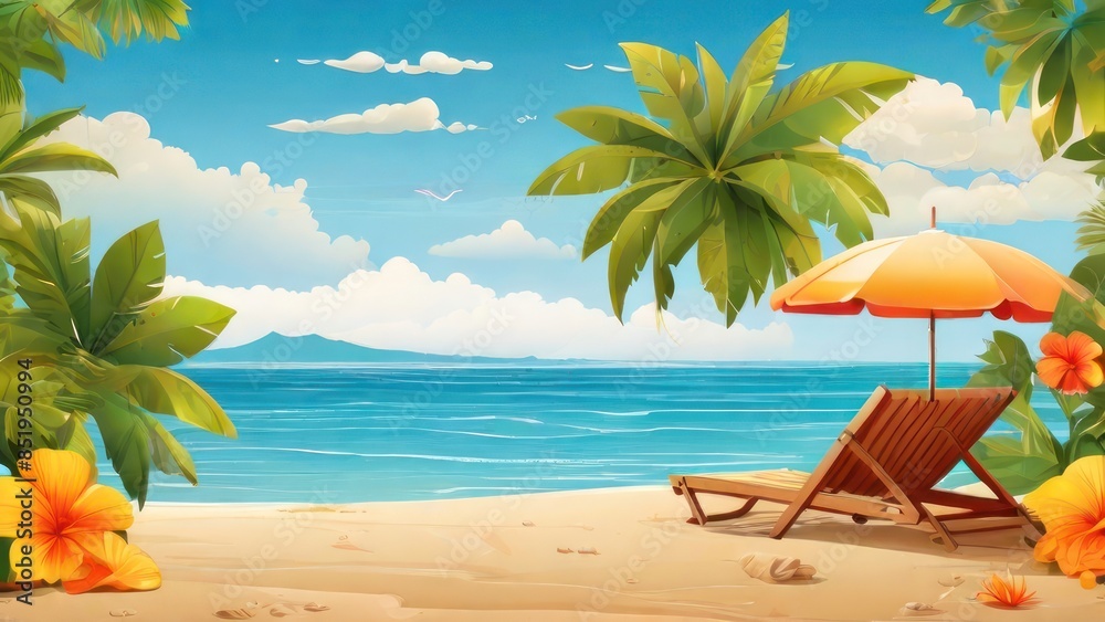 Obraz premium happy summer beach vector background 