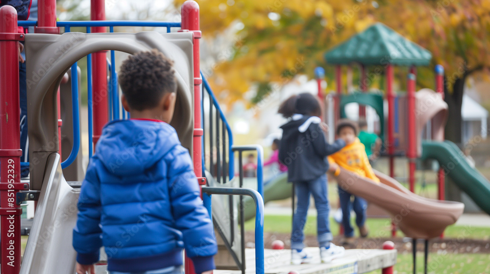 copy space, stockphoto, multiracial, kids playing on a playground. Ethnic difference, Children playing together, great summertime for kids. Vacations time, young black and caucasian children playing o copy space, stockphoto, multiracial, kids playing on a playground. Ethnic difference, Children playing together, great summertime for kids. Vacations time, young black and caucasian children playing o