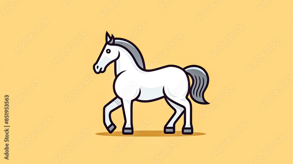 Cartoon horse is walking on yellow background. Cartoon horse is walking on yellow background.