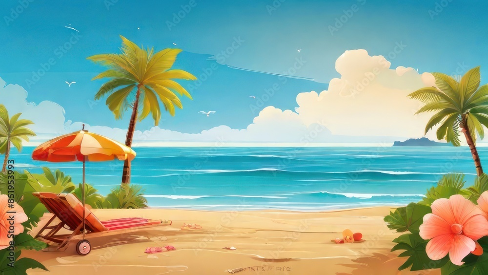 happy summer beach vector background happy summer beach vector background