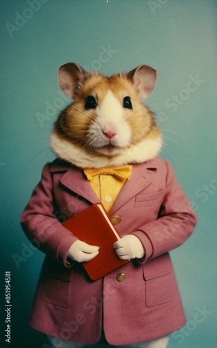 portrait of a female anthropomorphic hamster clothed 