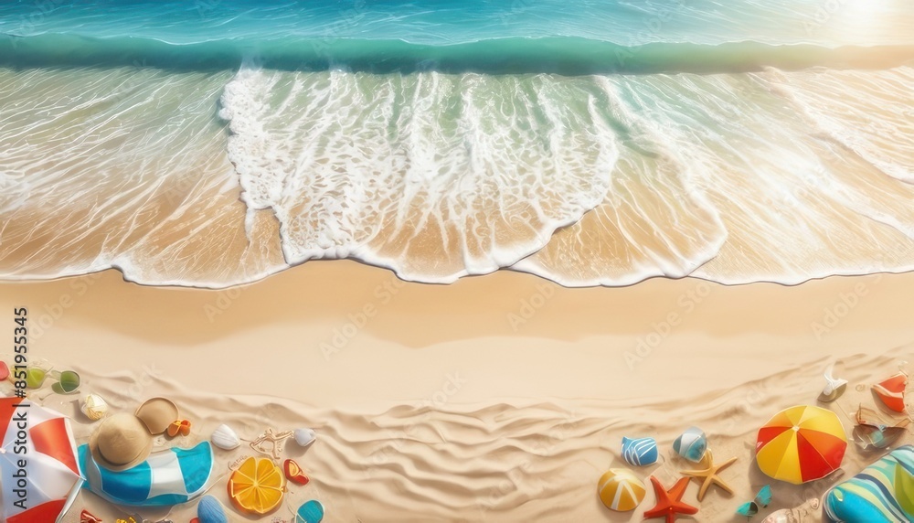 Obraz premium happy summer beach vector background 