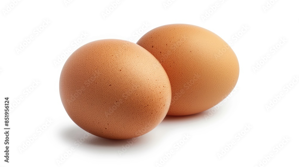 Two fresh eggs on a plain white background separated with a clipping path Two fresh eggs on a plain white background separated with a clipping path