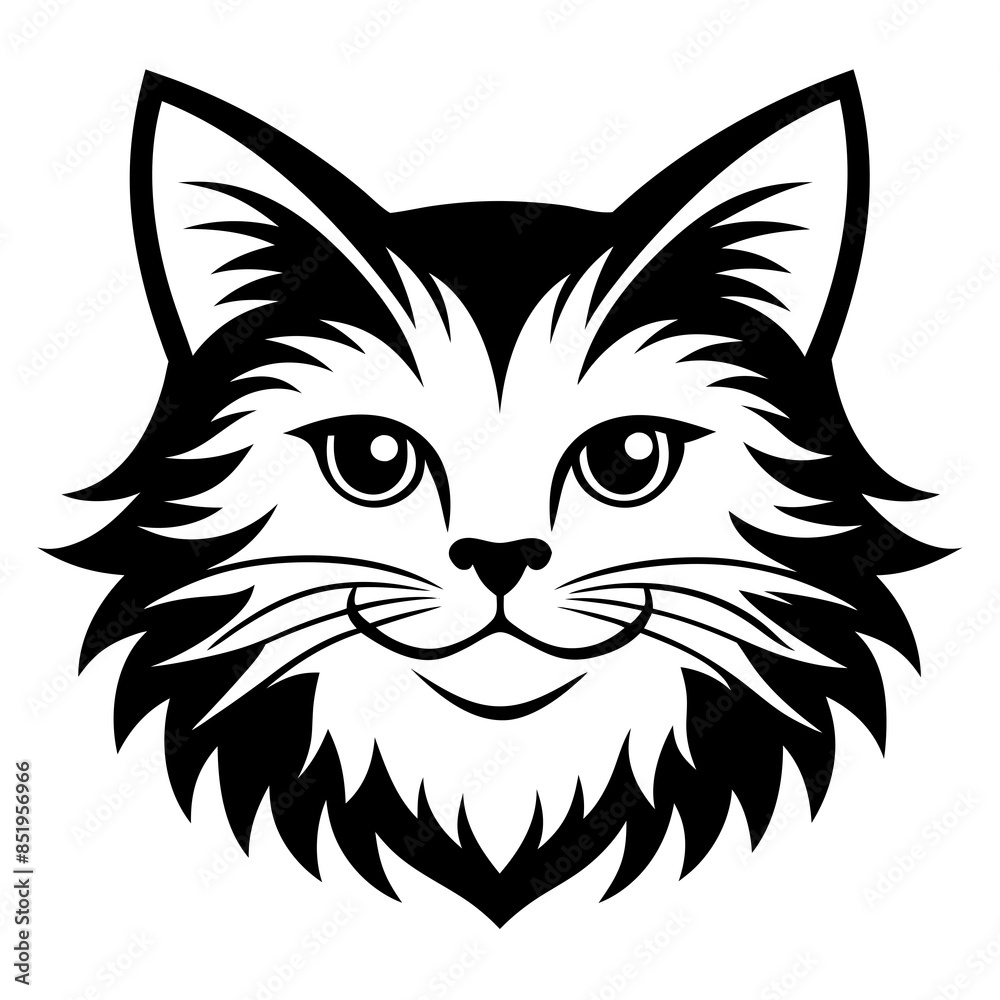 Fototapeta premium Persian cat face vector silhouette illustration svg file