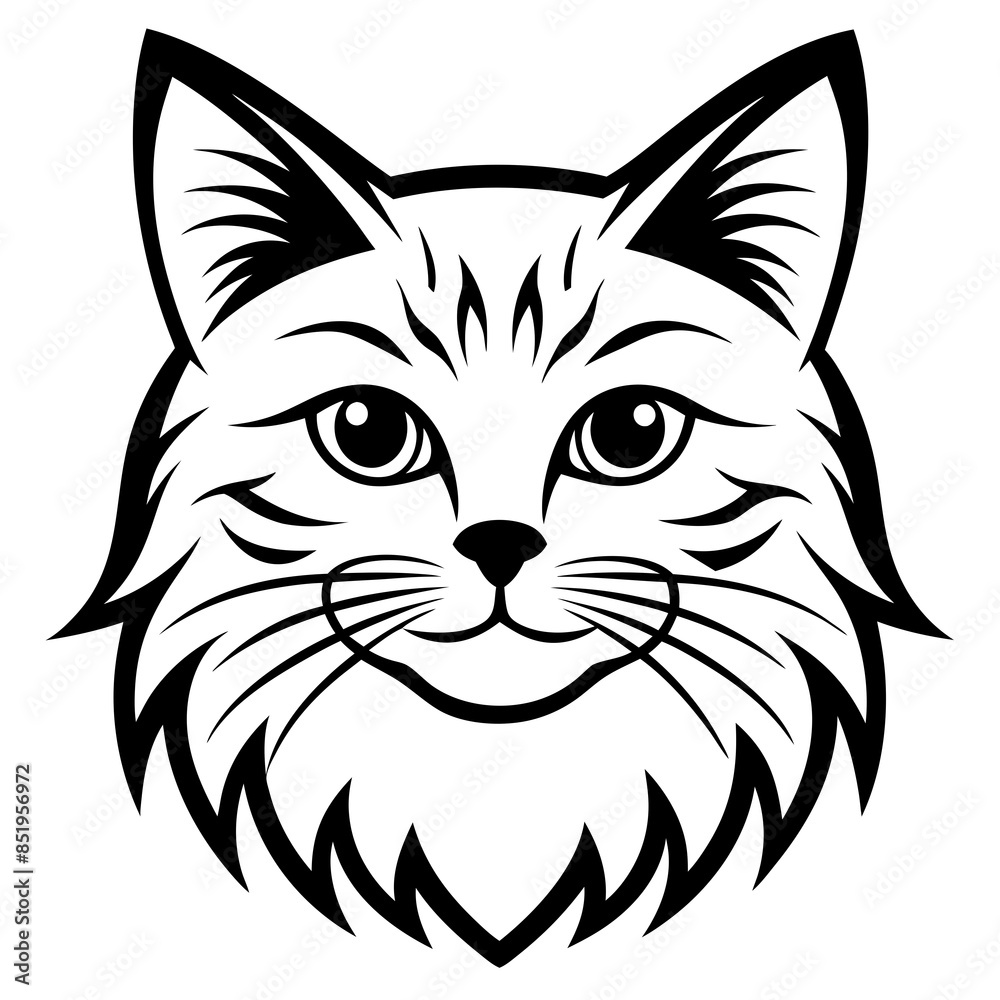 Persian cat face vector silhouette illustration svg file
