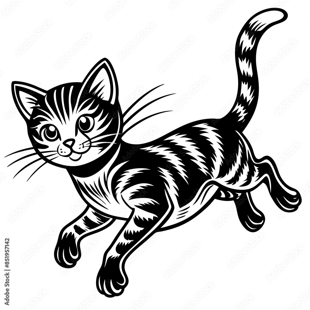Fototapeta premium cute cat jumping style vector silhouette illustration svg file 