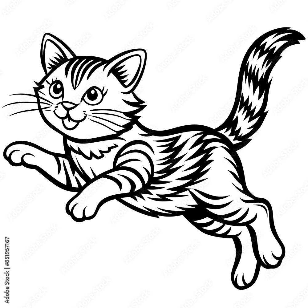 Fototapeta premium cute cat jumping style vector silhouette illustration svg file 
