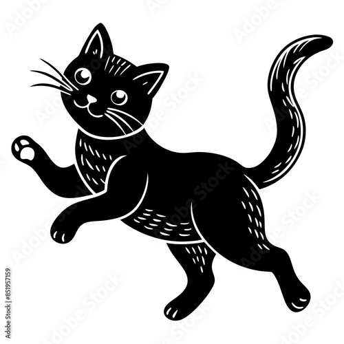 cute cat jumping style vector silhouette illustration svg file
