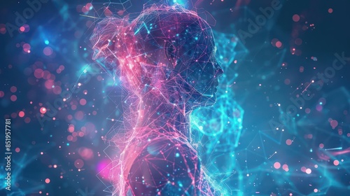 A futuristic visualization of a persons aura, depicted through advanced biofeedback technology photo