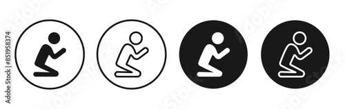 Person Praying line vector icon set.