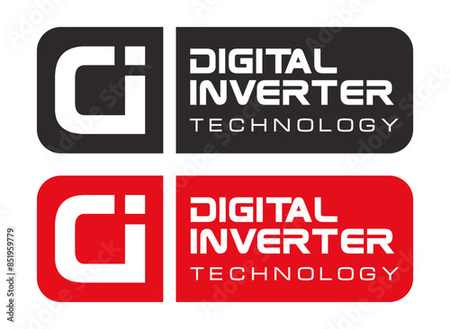 Digital Inverter technology tag, compressor warranty sticker, digital inverter technology logo, digital inverter badge, red or black