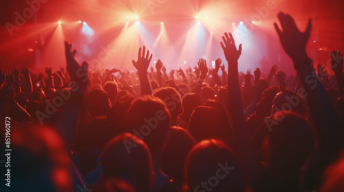 Colorful EDM Festival Crowd Cheering at Night