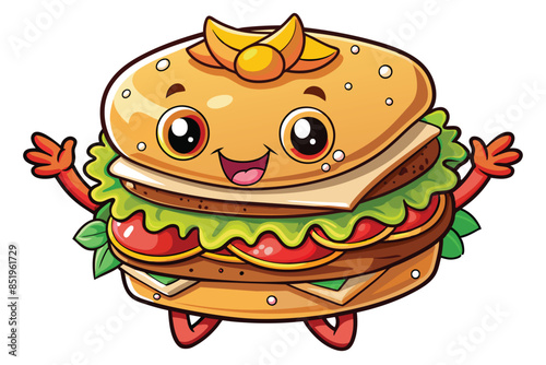 Cheerful Sandwich Mascot Vector Illustration