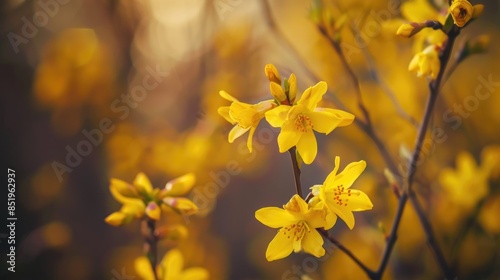 Forsythia koreana marks the start of spring with its yellow blossoms