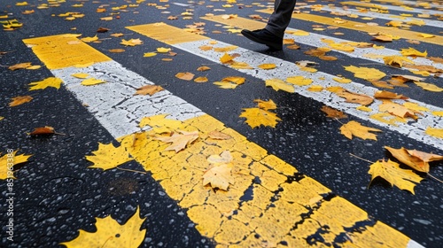 Crossing Pedestrian. Caution Street Traffic Sign in Yellow and White Colors