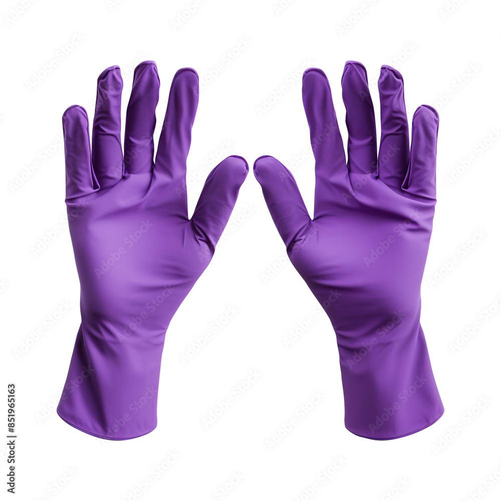 Obraz premium Blue leather gloves on transparent background, clipping path, png, 