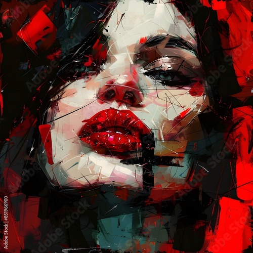 painting of a woman with a red lipstick , expressive beautiful painting, beautiful art uhd 4 k, digital painting art, art of alessandro pautasso, digital art painting, beautiful digital artwork, detai