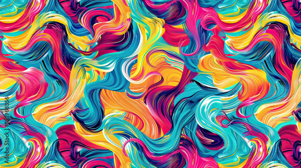 Obraz premium Vibrant and colorful vector seamless pattern, AI generative