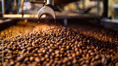 Macro coffee bean processing machine photo