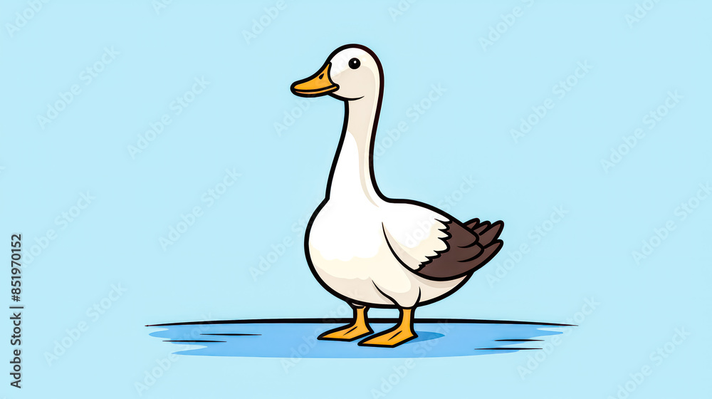 A cartoon duck is standing on a blue background. A cartoon duck is standing on a blue background.