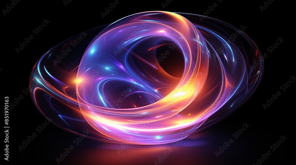Glowing Abstract Swirling Neon Art with Vibrant Colors and Light Glowing Abstract Swirling Neon Art with Vibrant Colors and Light