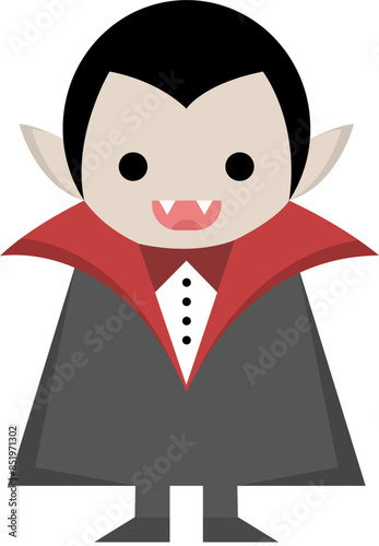 Cute Vampire Character in Traditional Outfit Smiling | SVG