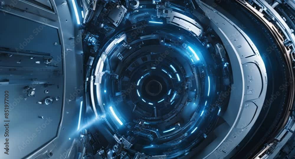 Futuristic Blue Sci-Fi Space Background – Cosmic Digital Animation