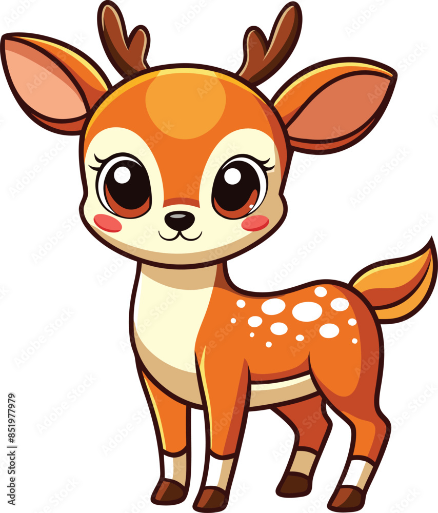 Cute Deer Cartoon Vector Icon Illustration On White Background. Cute Deer Cartoon Vector Icon Illustration On White Background.